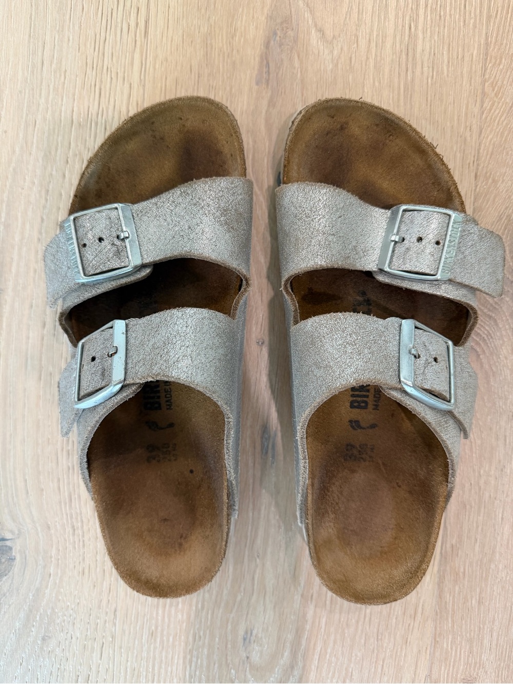 Birkenstock Silver Glitter Arizona Sandals - Picture 3 of 8